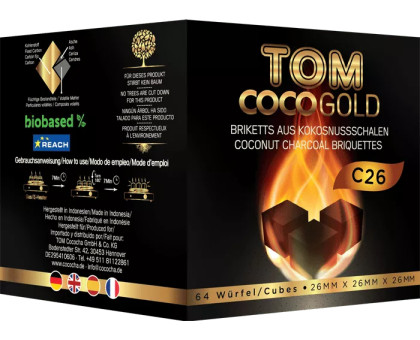 Вугілля кокосове для кальяну Tom Coco (Том Кокоча) C26 (64 Кубики) (1 кг) (В упаковці)