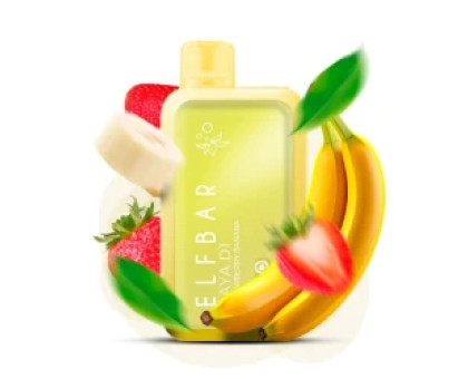 Одноразовая электронная сигарета Elf Bar Raya D1 Strawberry Banana (Клубника Банан) (13000 Затяжек)